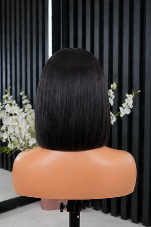 Drawstring Pre-Cut Peruvian 13x4 Lace Wig Straight Bob