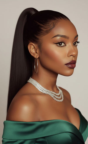 Brazilian 10A Frontal 12 Inch & Clip In Ponytail Straight 18 Inch