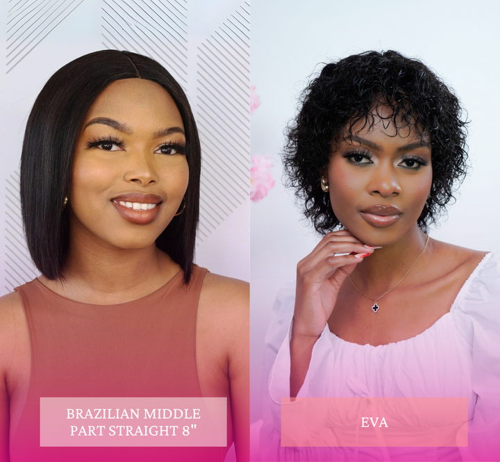 HC COMBO 1 - Brazilian Middle Part Wig Straight 8" and Eva