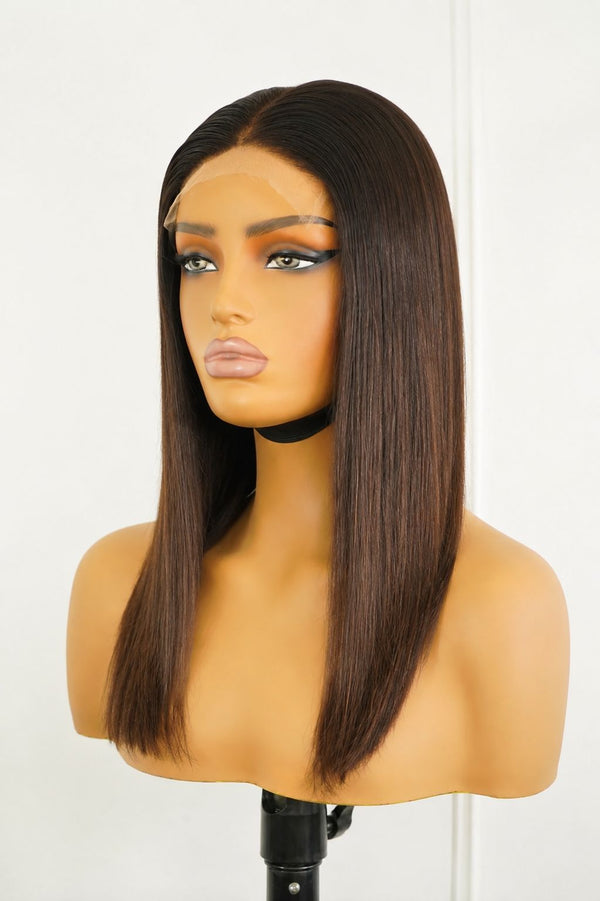 Peruvian HD 4x4 Straight Bob Wig T1B24 14 Inch