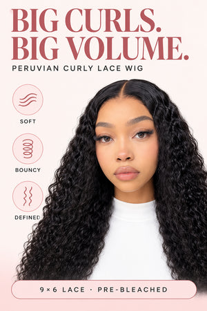 Peruvian 9x6 PreCut Pre Bleached Curly Lace Wig