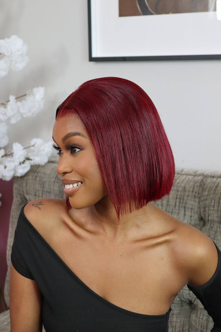 Brazilian Lace Front Wig Straight Col 99J 10 Inch