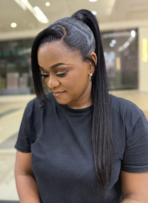 Brazilian 10A Frontal 12 Inch & Clip In Ponytail Straight 18 Inch