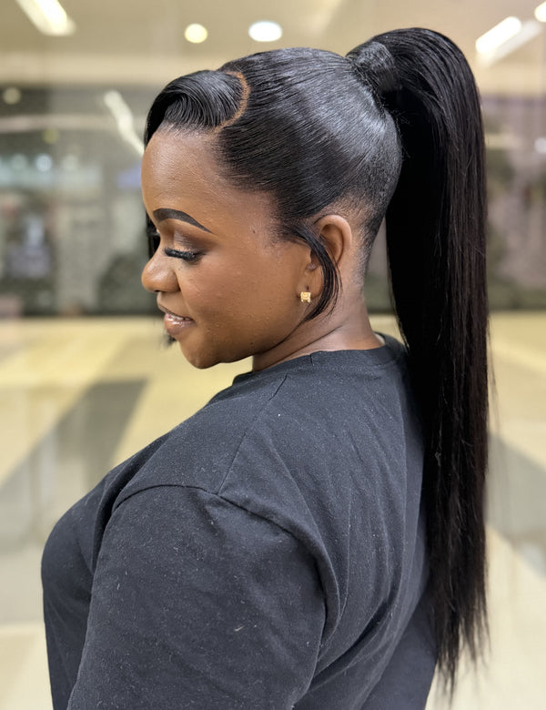 Brazilian 10A Frontal 12 Inch & Clip In Ponytail Straight 18 Inch