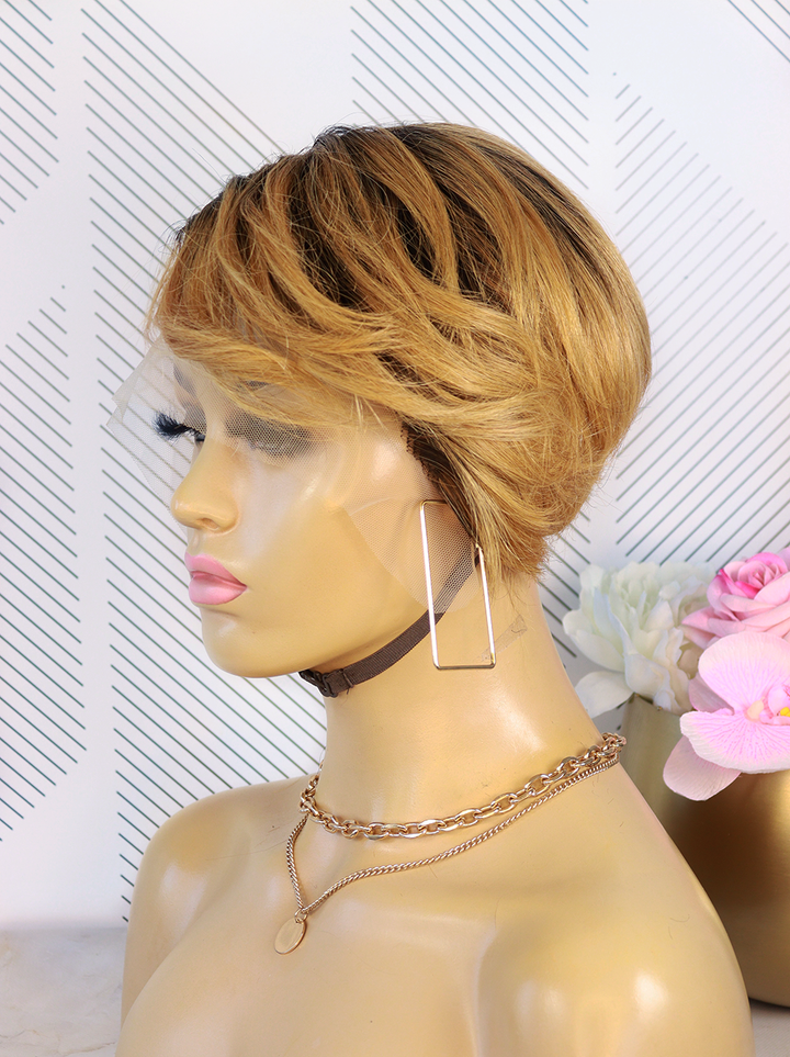 Brazilian T-Part Wig Pixie - Straight - 8"