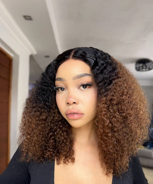 Brazilian Lace Wig  5x5 Deep Curl Col 1B4 18 Inch