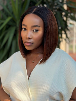 Pre Cut Vietnamese 5x5 Lace Wig Straight Cardi Bob 10 Inch col 1B4