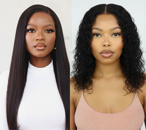 Brazilian Lace Front Wig Straight 16" & 4x4 Water Wave 12"