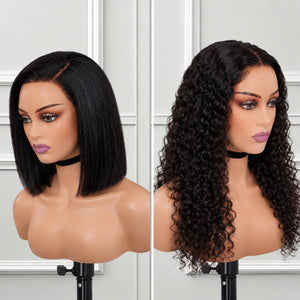 2 for 1 Peruvian Wig Combo | Lux High Density Bob 10" + 9x6 Water Wave 18"