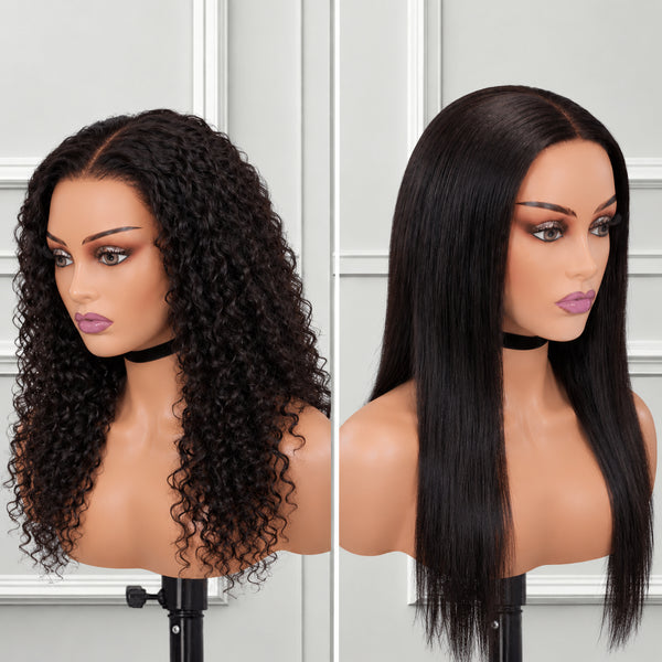 2 for 1 Peruvian Wig Combo |9x6 Straight 18" + 9x6 Curly 18"
