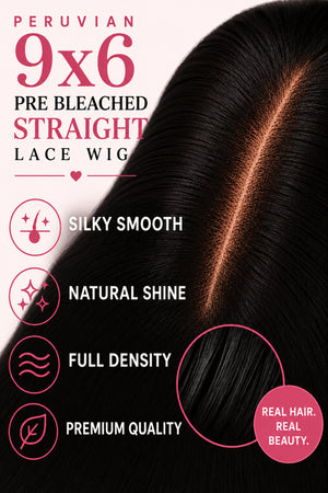 Peruvian 9x6 Pre Bleached Straight Lace Wig