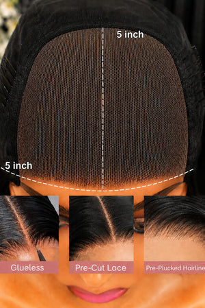 Pre Cut Peruvian 5x5 Lace Frontal Wig Water Curl Col 4 14 Inch