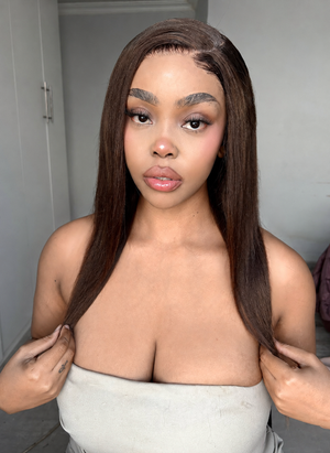9x6 Peruvian Pre Bleached Straight Lace Wig Col 4 18 Inch