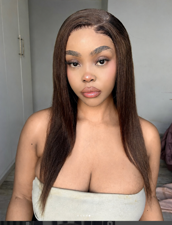 9x6 Peruvian Pre Bleached Straight Lace Wig Col 4 18 Inch