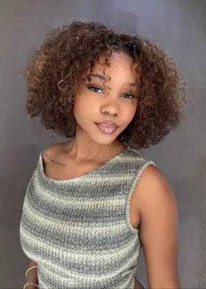 Peruvian Lace Front Wig - Water Wave - 12" Streaked 427