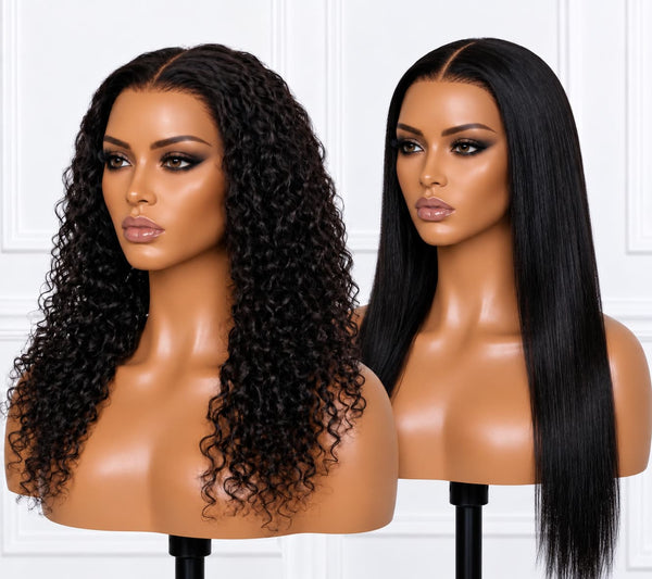 2 for 1 Peruvian Wig Combo |9x6 Straight 18" + 9x6 Curly 18"