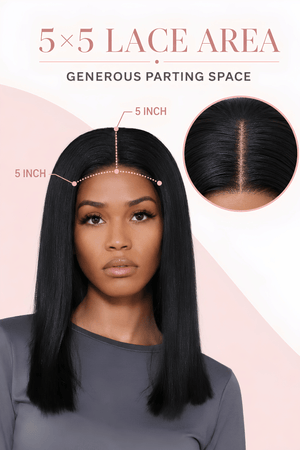 Vietnamese 5x5 Lace Wig Straight Cardi Bob 14 Inch