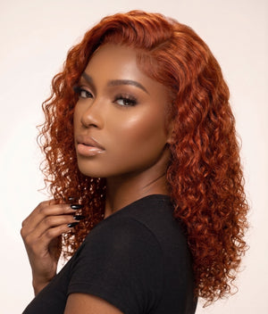 Peruvian 13x4 Lace Frontal Wig Water Curl Orange