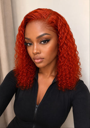Peruvian 13x4 Lace Frontal Wig Water Curl Orange