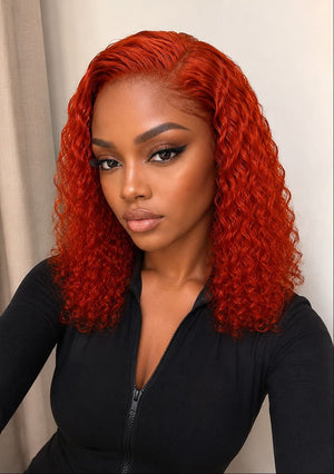 Peruvian 13x4 Lace Frontal Wig Water Curl Orange