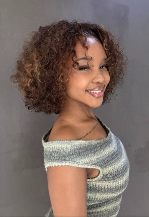 Peruvian Lace Front Wig - Water Wave - 12" Streaked 427