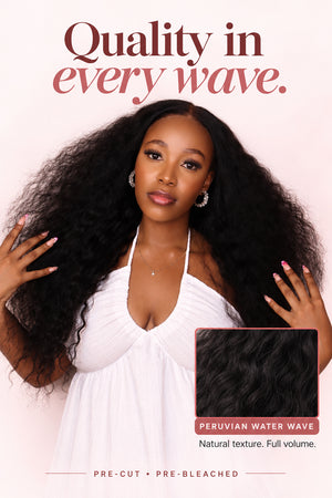 Peruvian 9x6 Pre Cut Pre Bleached Water Wave Lace Wig