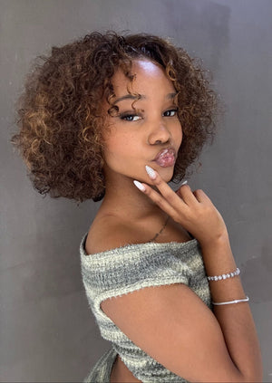 Peruvian Lace Front Wig - Water Wave - 12" Streaked 427