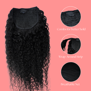 Jerry Curl Natural Black Clip In Ponytail