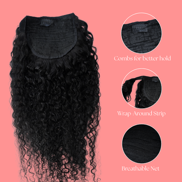 Jerry Curl Natural Black Clip In Ponytail