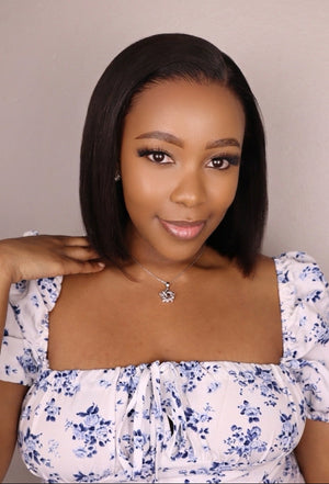 Drawstring Peruvian Pre-Cut 13x4 Lace Wig Straight Bob