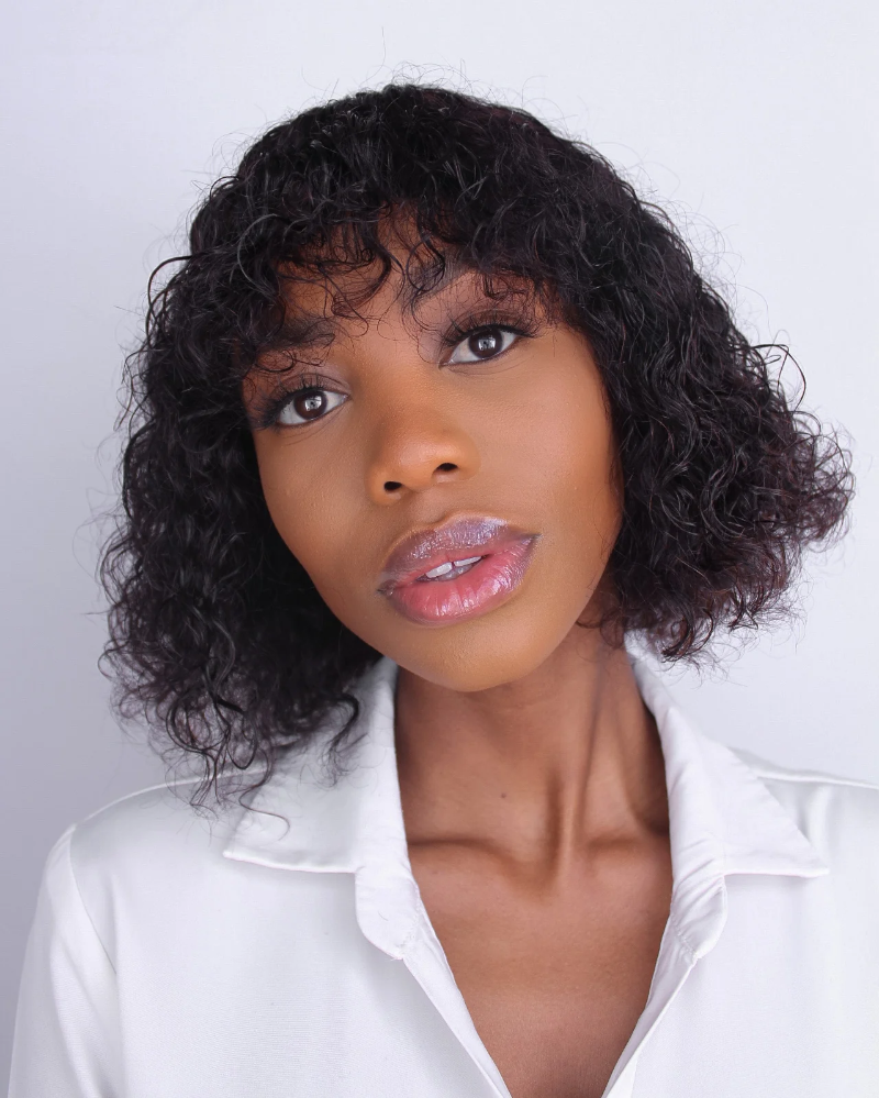 Brazilian 4x4 Lace Wig Straight 16" and Zoe Water Wave Fringe