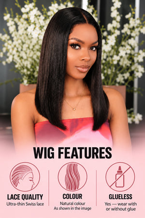 Double Drawn Peruvian Lace Frontal Wig 16 inch Straight
