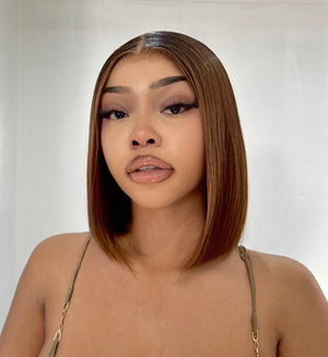 Peruvian LUX 13x4 Lace Frontal Wig Straight Bob Col 4 10 inch