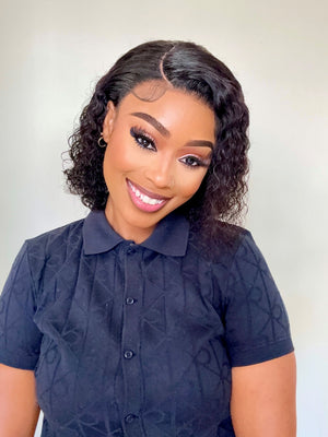Drawstring Pre-Cut Brazilian 13x4 Lace Wig Water Wave Bob