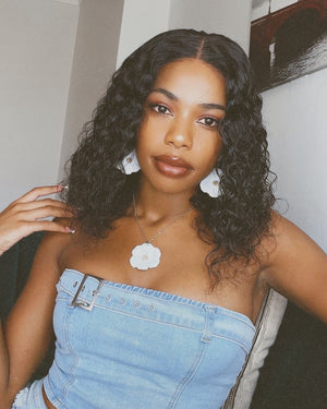 Brazilian Lace Front Wig Straight 16" & 4x4 Water Wave 12"