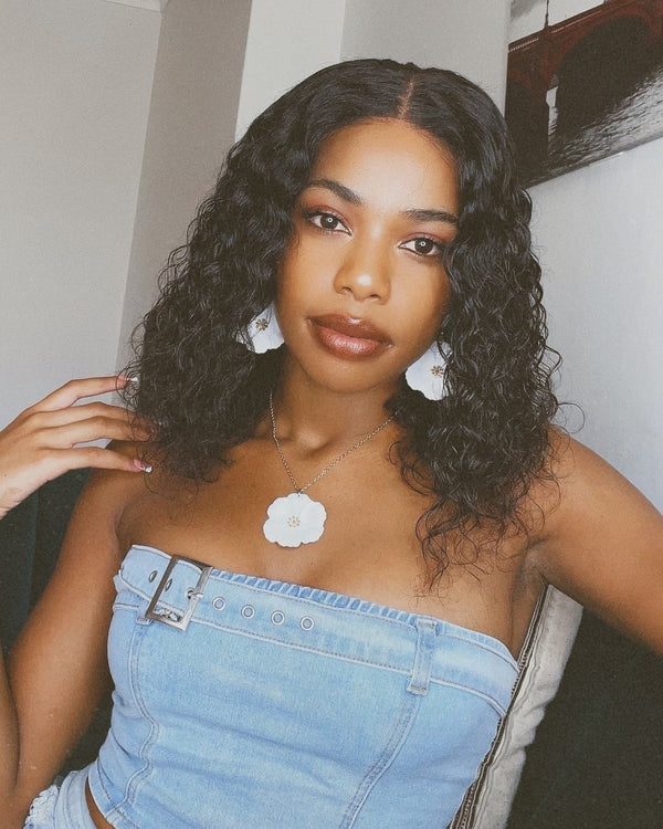 Brazilian Lace Front Wig Straight 16" & 4x4 Water Wave 12"