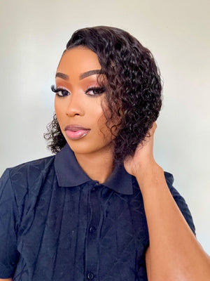 Drawstring Pre-Cut Brazilian 13x4 Lace Wig Water Wave Bob