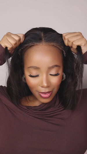 Peruvian 6x4 Pre Cut Straight Lace Wig 12 Inch