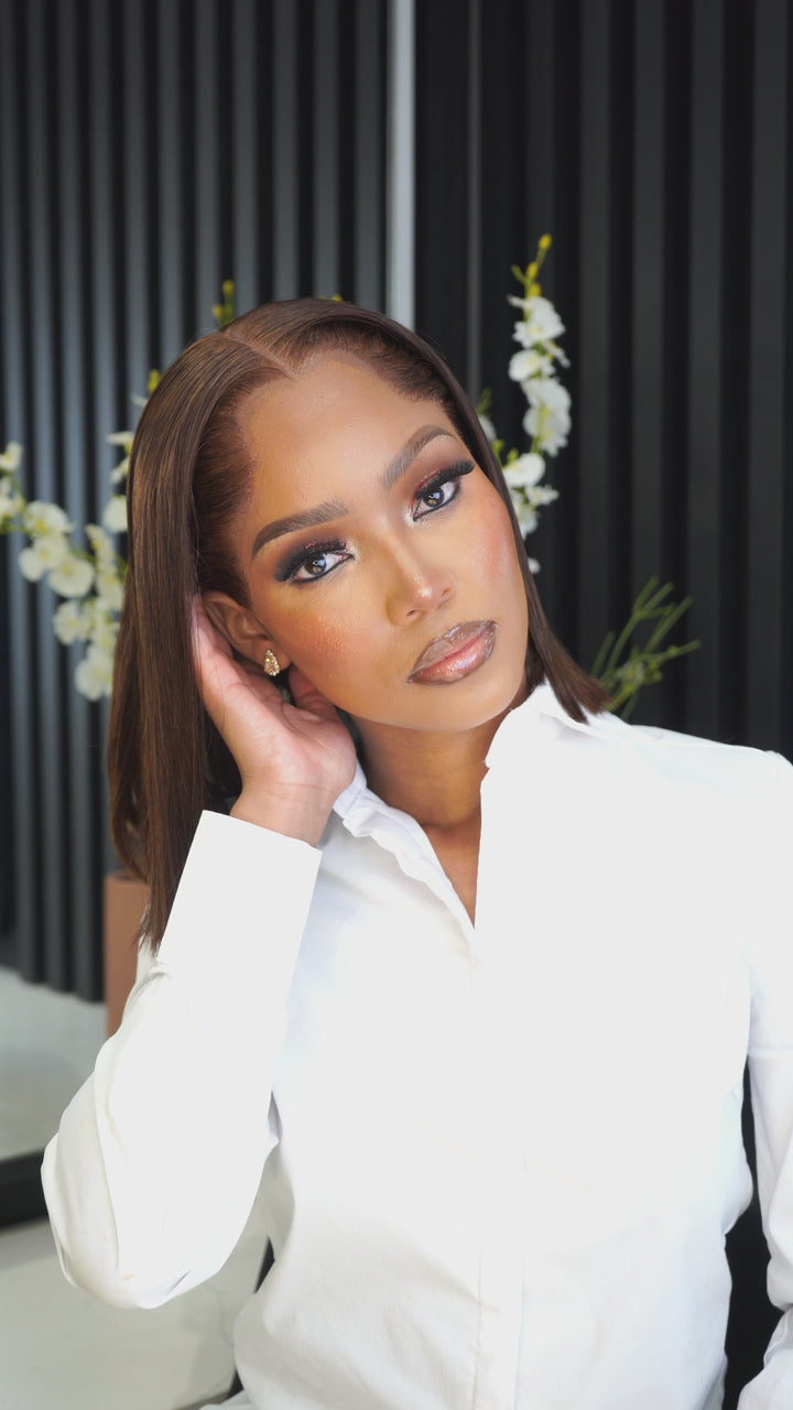 LAGOS Hairline HD Peruvian Lace Frontal Wig Straight Col 4 10 Inch