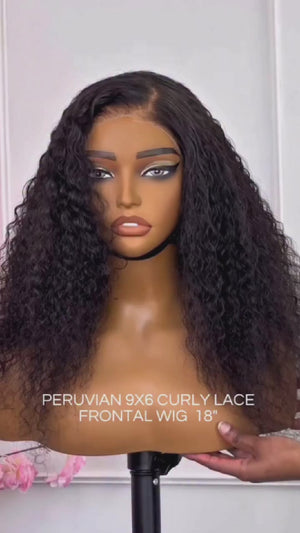 Peruvian 9x6 Pre Bleached Curly Lace Wig 18"