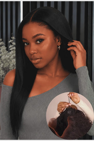 Drawstring Pre-Cut Peruvian 13x4 Lace Wig Straight