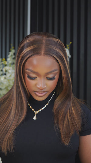 Super Double Drawn Vietnamese 5x5 Lace Wig Straight Col Piano Brown 16 Inch