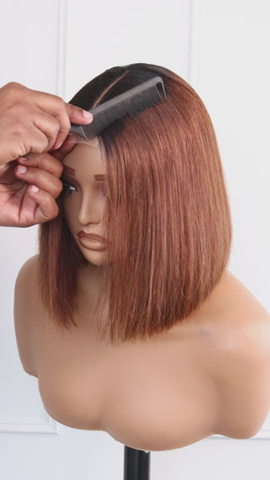 2x6 Vietnamese Bob Lace Wig Straight 8 Inch 1B4