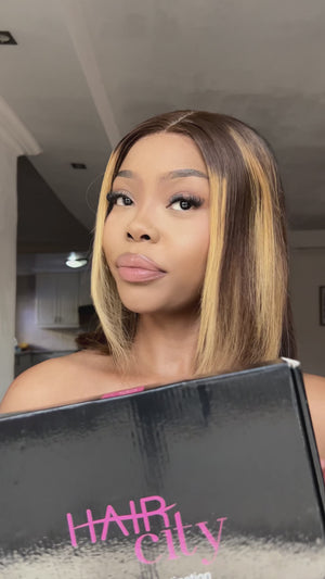 Peruvian 13x4 Lace Frontal Wig Straight Col 427 Streaked 12 Inch