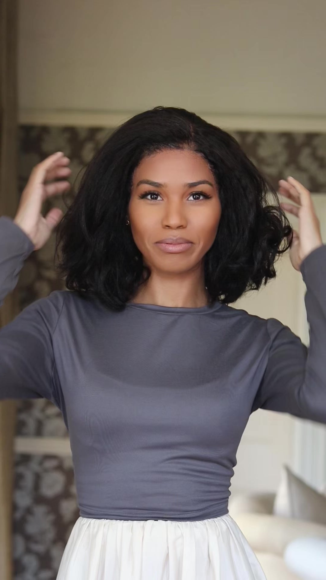 Peruvian Lace Frontal Wig Kinky Straight Wave 10 Inch