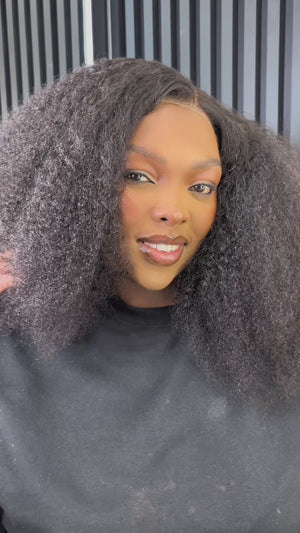 Peruvian 9x6 Pre Cut Kinky Curl Lace Wig 18 Inch