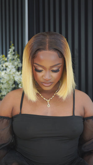 Super Double Drawn Vietnamese 5x5 Lace Wig Straight Col Ombre Blonde 10 Inch