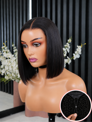 Drawstring Pre-Cut Peruvian 13x4 Lace Wig Straight Bob
