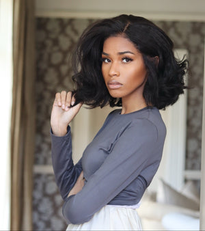 Peruvian Lace Frontal Wig Kinky Straight Wave 10 Inch